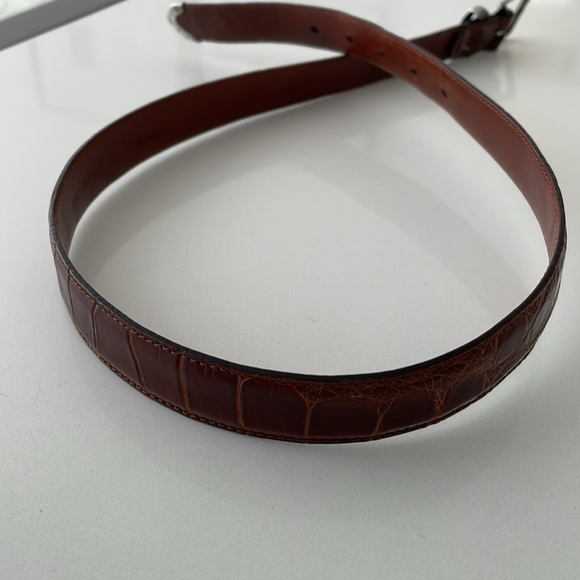 Ralph Lauren Sterling Silver Buckle & Brown Genuine Alligator Belt. - Picture 14 of 16